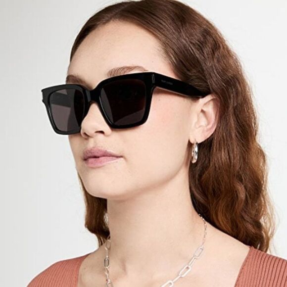 NEW Saint Laurent New Wave SL507 001 Black Gray Square Unisex Sunglasses - Picture 7 of 15